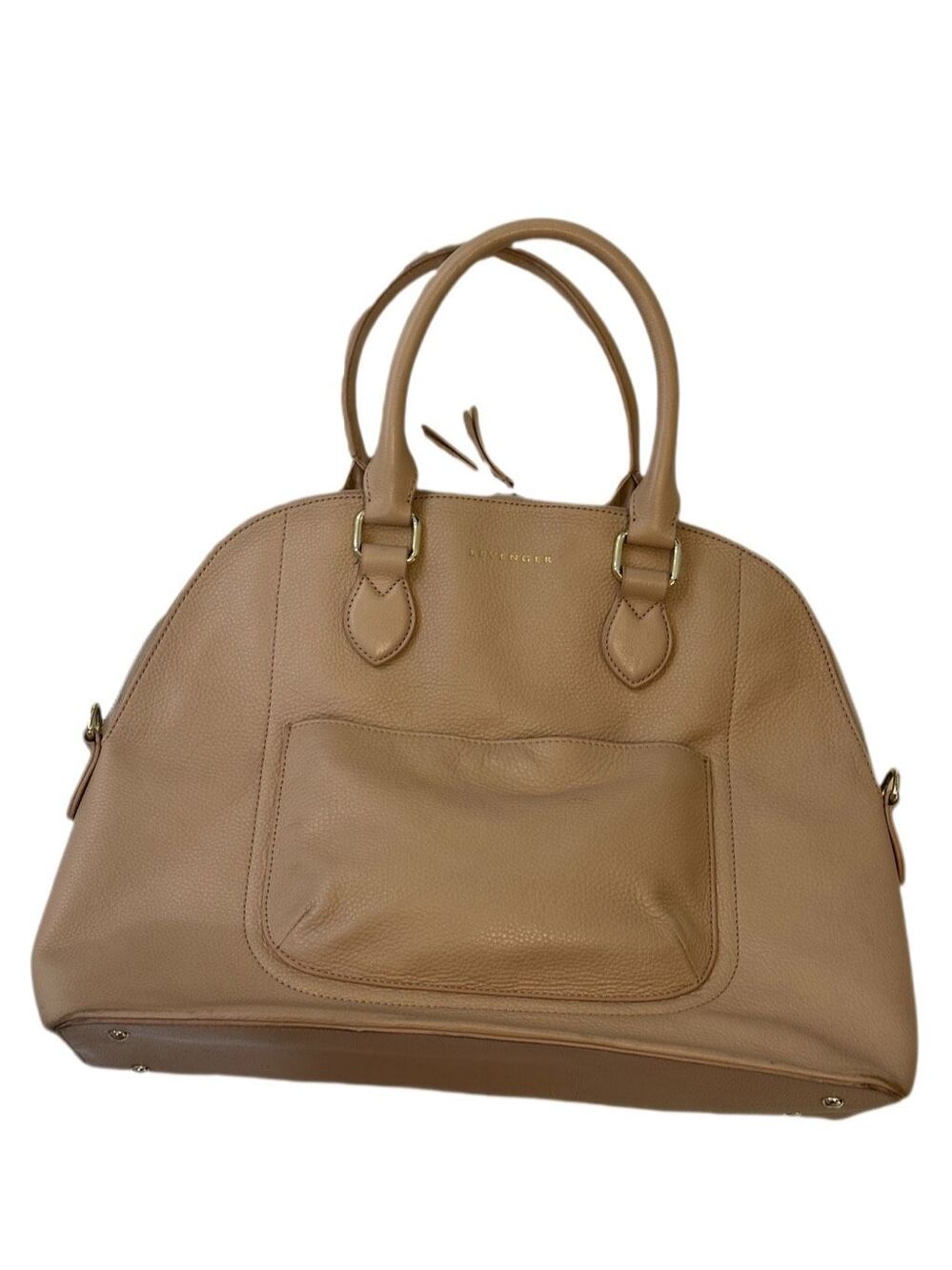 Levenger Cream Leather Drop Handle Dome Tote
